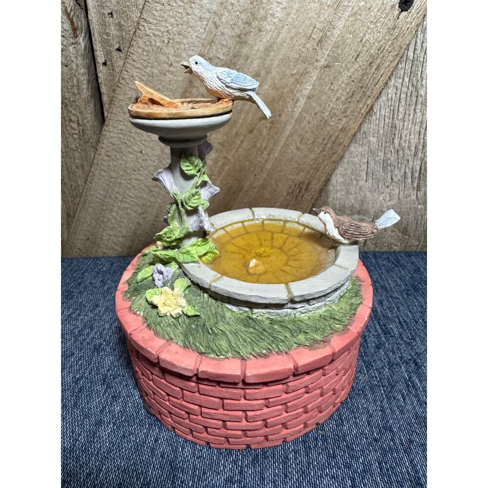 Vintage 1988 George Good Corp Musical Bird Bath Figurine Plays "Yellow Bird"